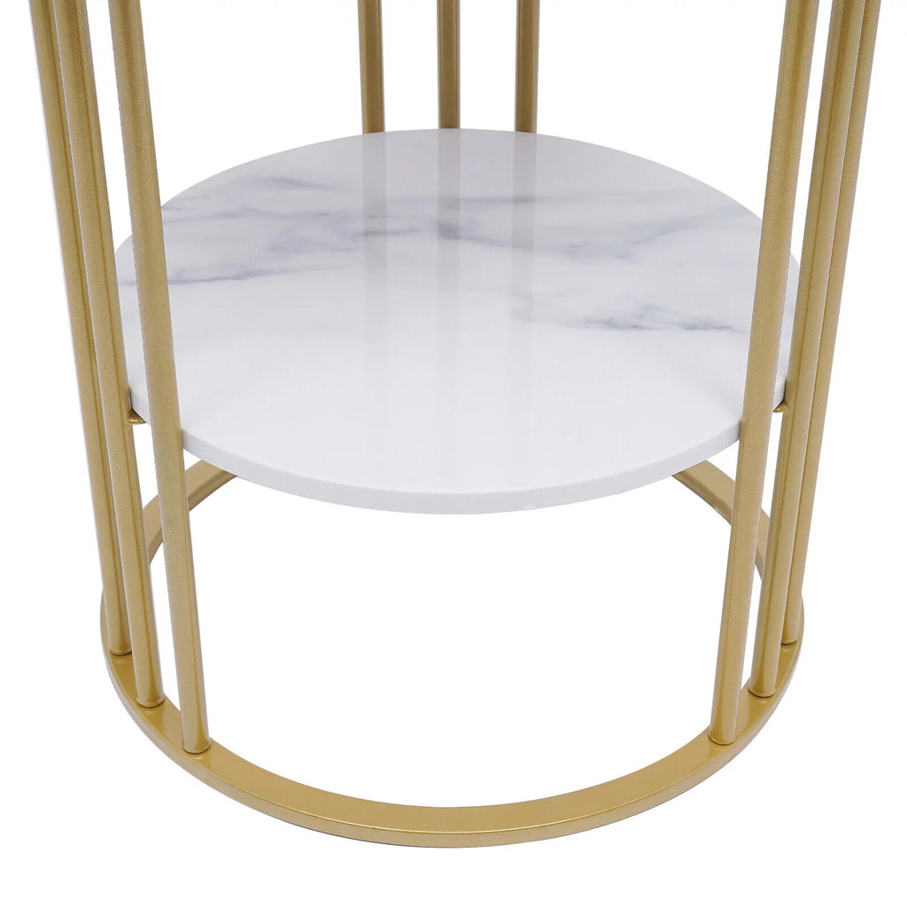 Round Marble 2 Tier Gold Metal Accent Table Y514512