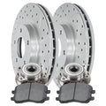 Front Wheel Bearing Hubs Drilled Slotted Rotors Silver Ceramic Pads Kit R3194