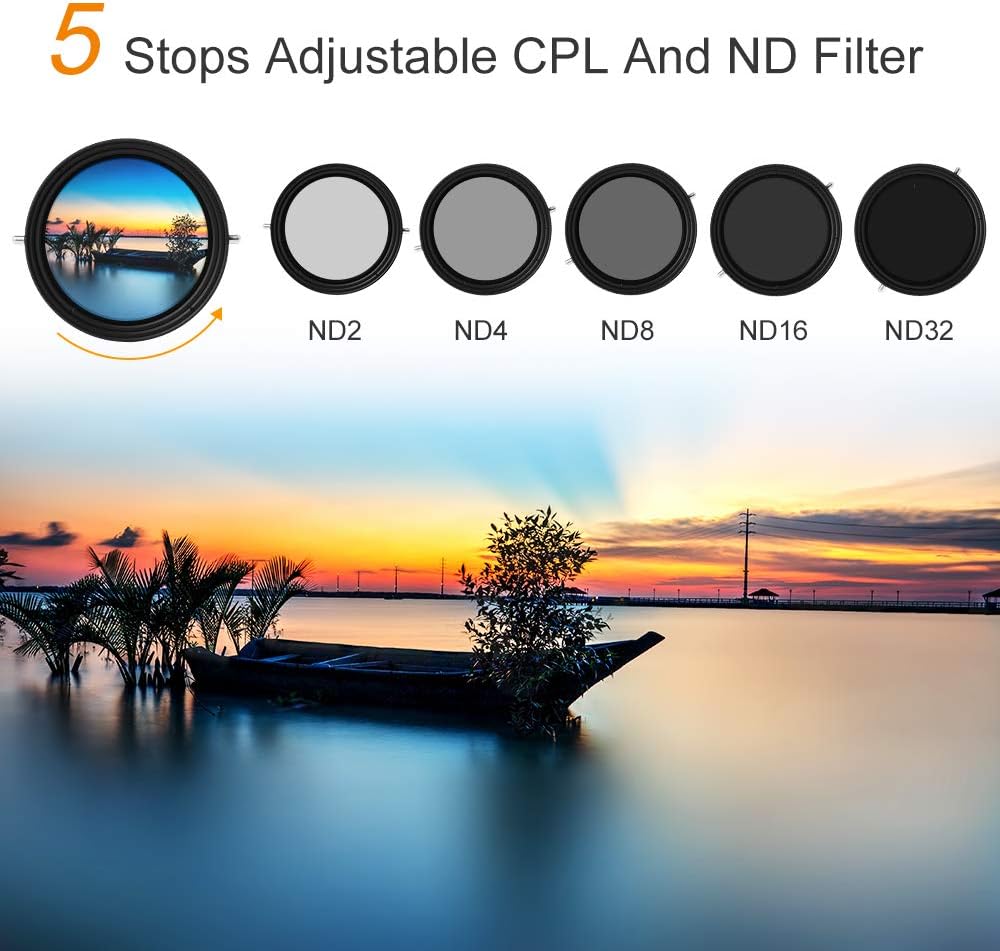77mm Variable Fader ND2-ND32 ND Filter and CPL Circular Polarizing Filter 2 in 1 M89024