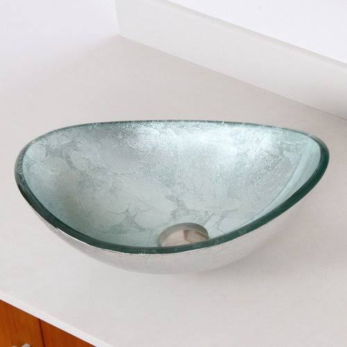 Silver Hand Painted Oval Vessel Bathroom Sink Z4978