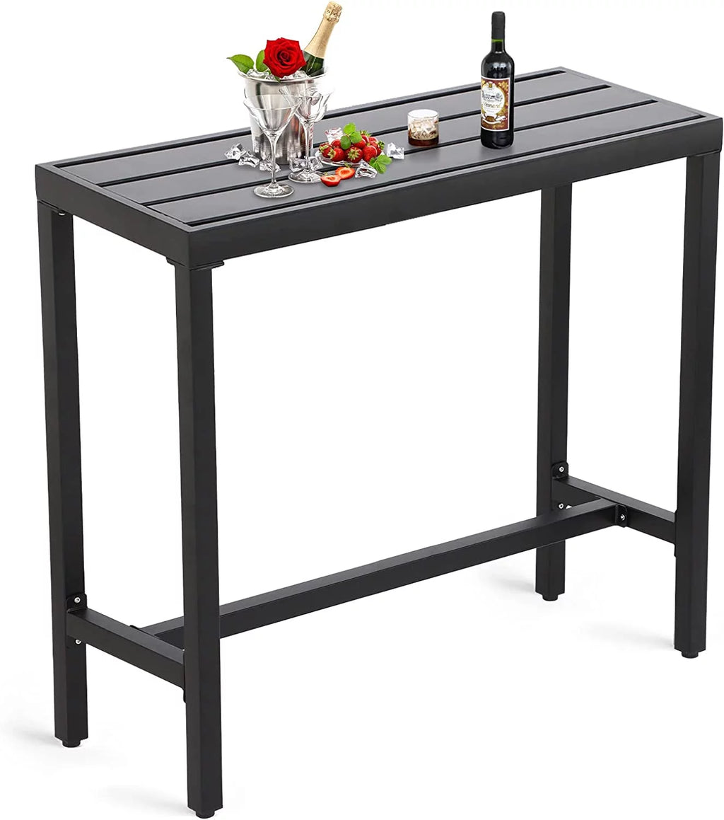 Black 40" Rectangle Outdoor Iron Bar Table I4401