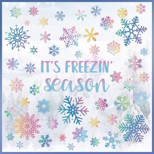 8 Sheets Snowflake Window Clings Static Stickers W493247