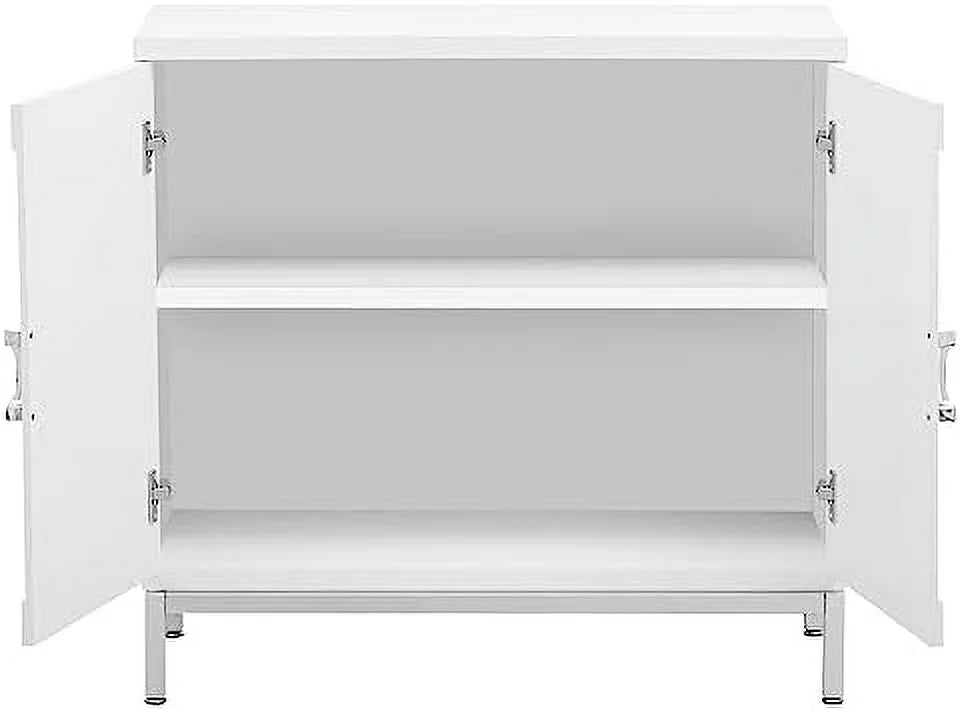White Accent Cabinet with Metal Leg Frame L81952