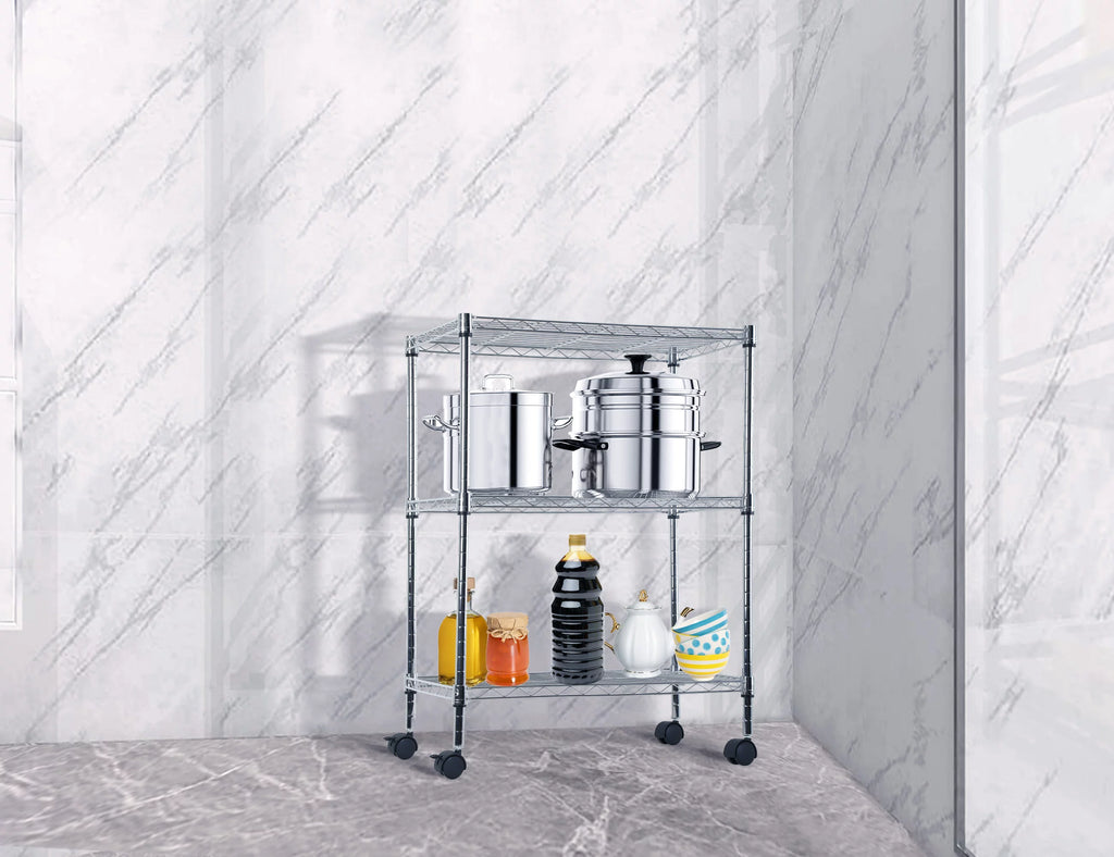 3 Shelf Wire Shelving Unit with Wheels J9024